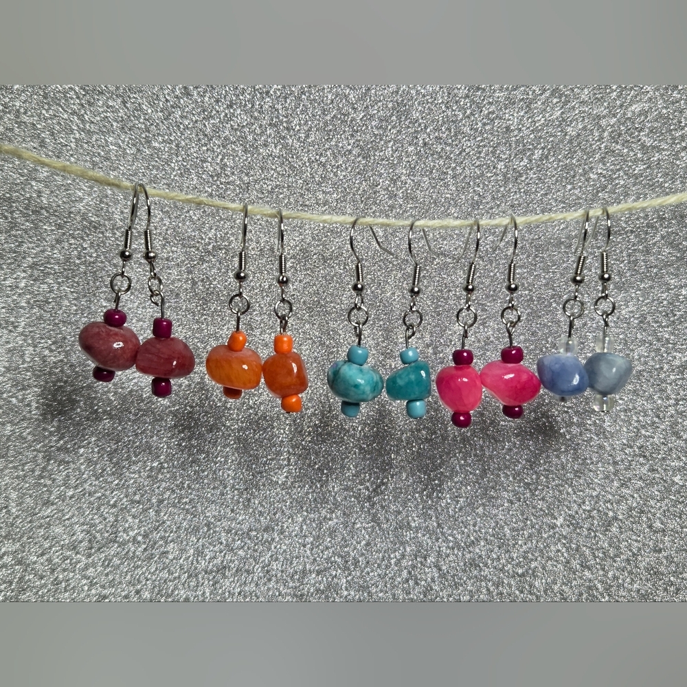 Handmade Crackle Quartz Beaded Earrings